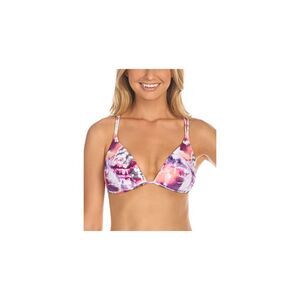 RAISINS Women's White Palm Print Removable Cups Tie Back To Bali Swimsuit Top S
